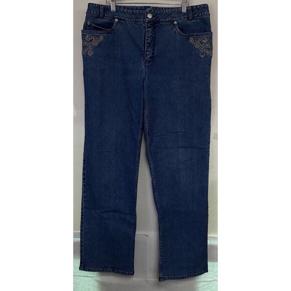 Pendleton Denim - Pendleton Jeans Women's Size 18 Blue Floral Embroidered Bootcut